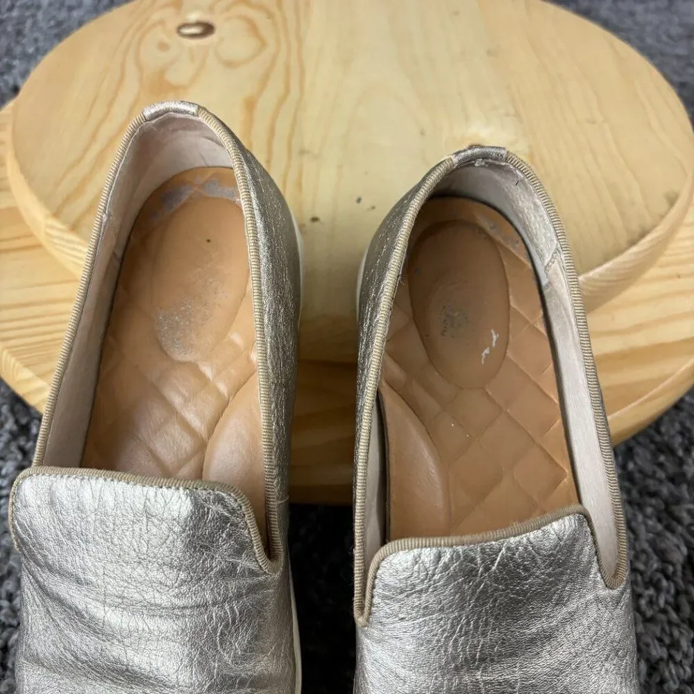 Birdies The Swift Loafer Women 7 Leather Metallic Gold Flat Slip On Comfort Shoe